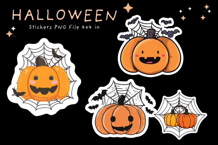 Halloween Sticker Printable Cute Pumpkin Face Stickers_12