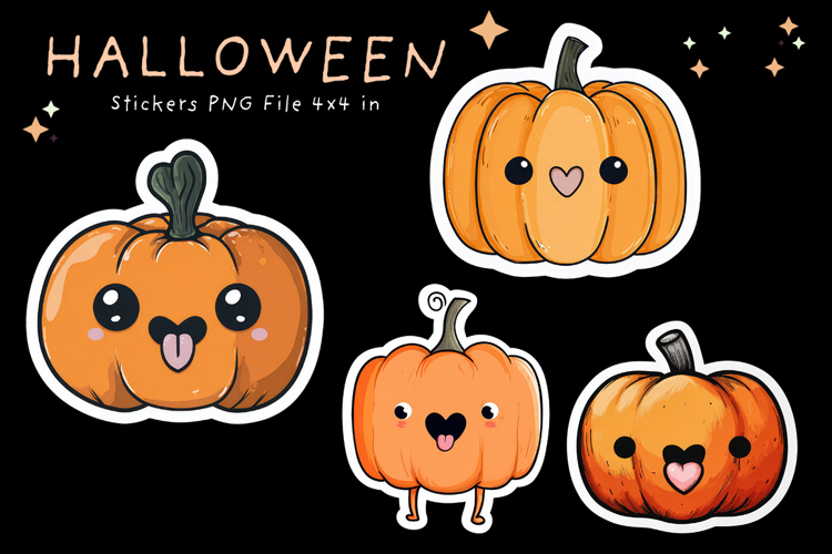 Halloween Sticker Printable Cute Pumpkin Face Stickers_13