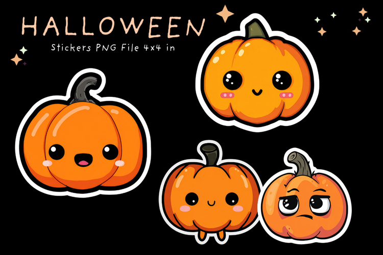 Halloween Sticker Printable Cute Pumpkin Face Stickers_15