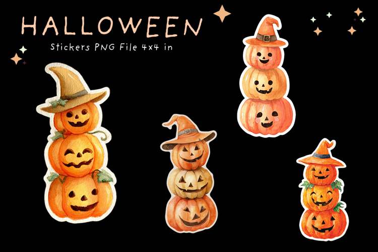 Halloween Sticker Printable Cute Pumpkin Face Stickers_19