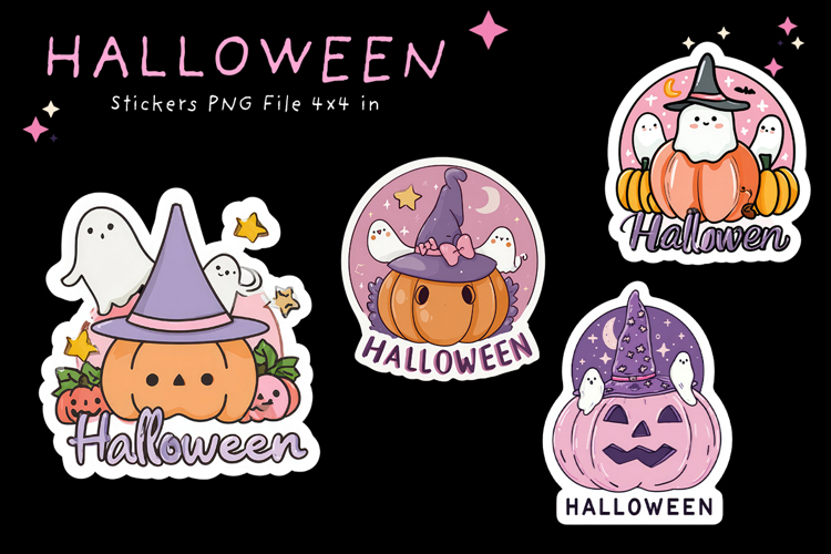 Halloween Sticker Printable Cute Pumpkin Face Stickers_2