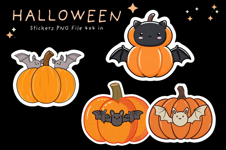 Halloween Sticker Printable Cute Pumpkin Face Stickers_22