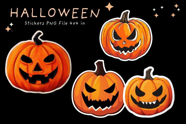 Halloween Sticker Printable Cute Pumpkin Face Stickers_9