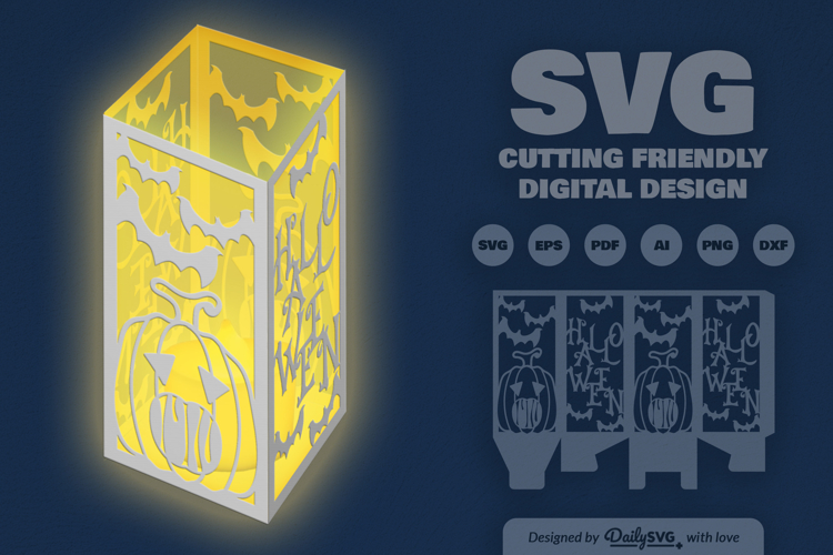 Halloween Pumpkins Lantern Papercut SVG