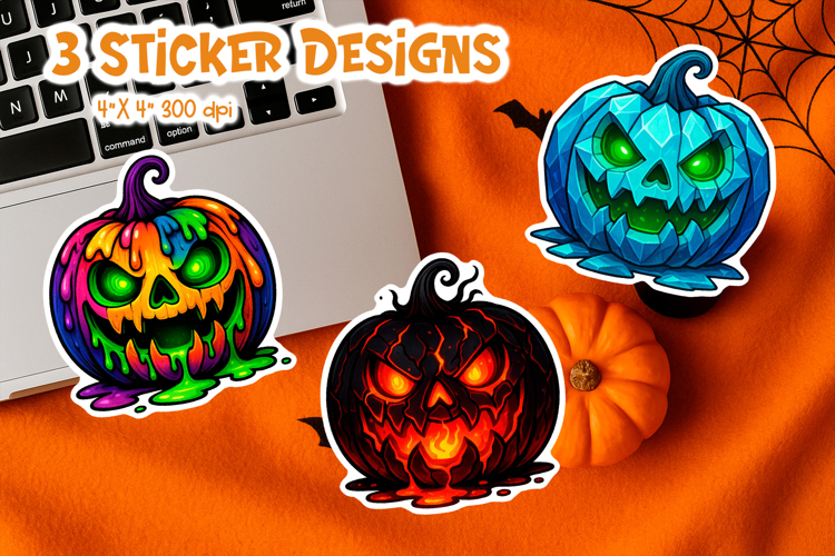 Halloween Pumpkin Sticker Printable | Scary Jack O Lantern