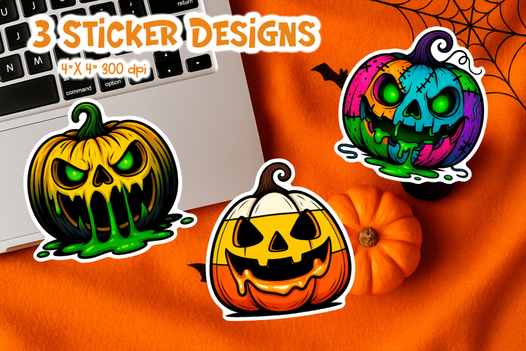 Halloween Pumpkin Sticker Printable | Scary Jack O Lantern