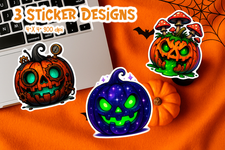 Halloween Pumpkin Sticker Printable | Scary Jack O Lantern