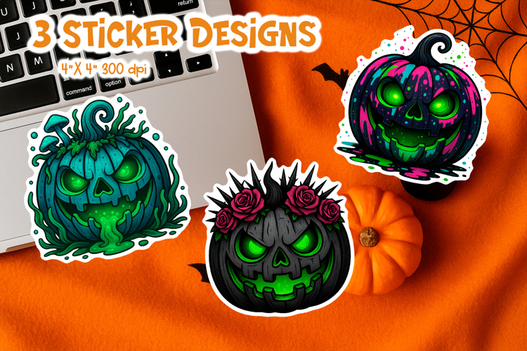 Halloween Pumpkin Sticker Printable | Scary Jack O Lantern