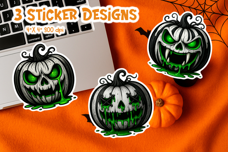 Halloween Pumpkin Sticker Printable | Scary Jack O Lantern