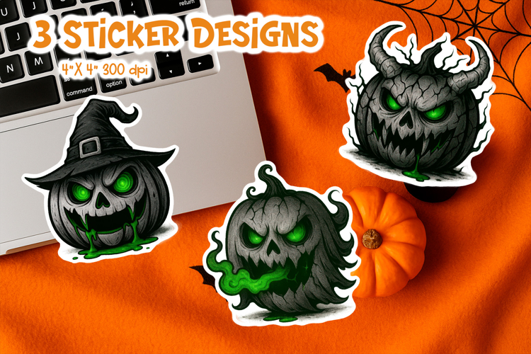 Halloween Pumpkin Sticker Printable | Scary Jack O Lantern