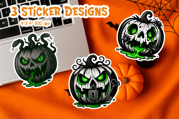 Halloween Pumpkin Sticker Printable | Scary Jack O Lantern