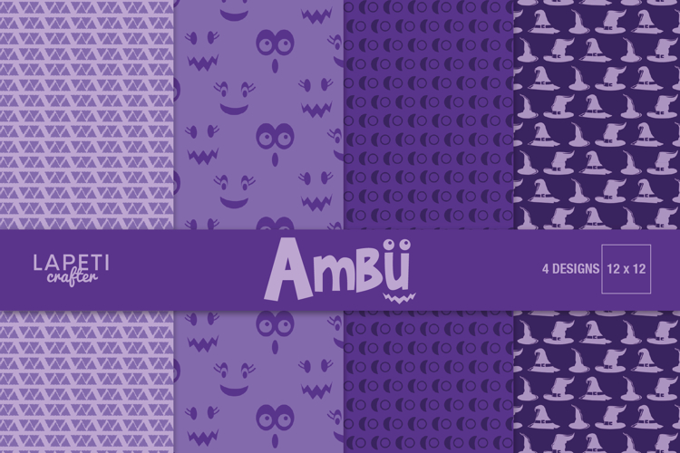 Halloween Purple Digital Papers, Cute Spooky Patterns