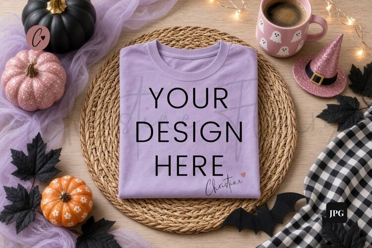 Halloween Purple Sweatshirt Mockup Flatlay example image 1
