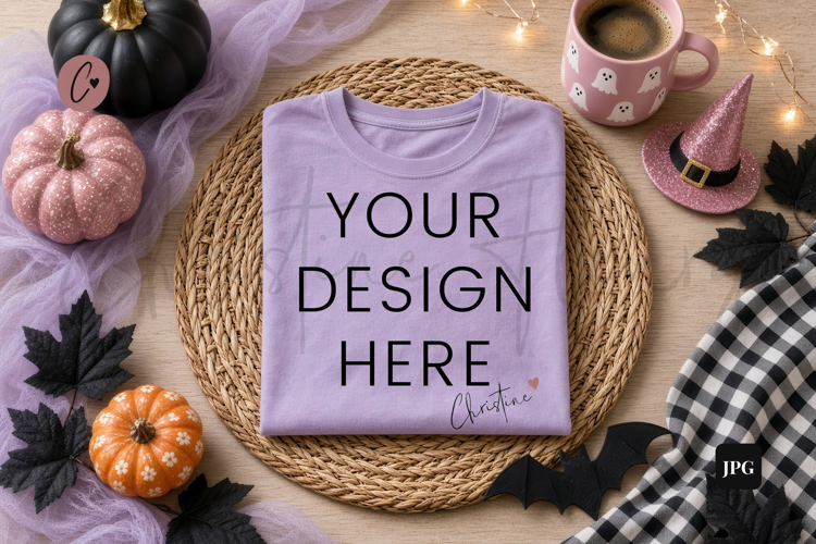 Halloween Purple Sweatshirt Mockup Flatlay