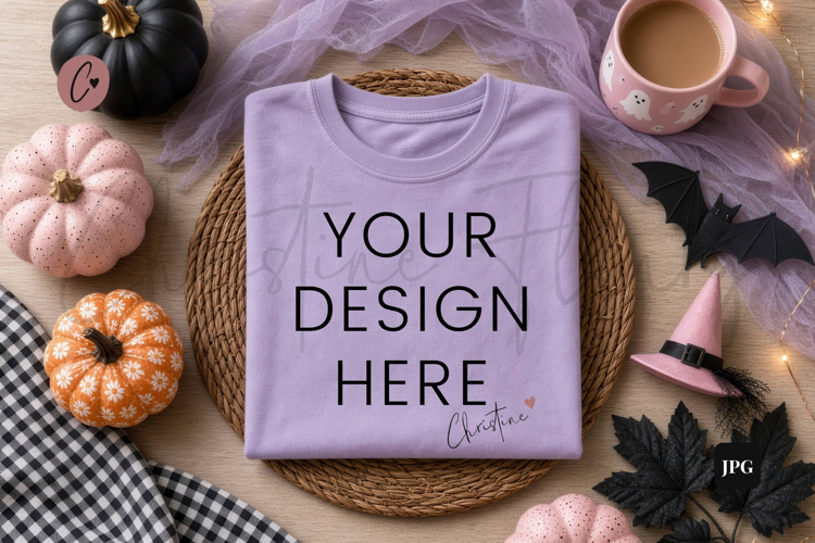 Halloween Purple Sweatshirt Mockup Flatlay