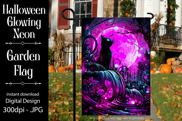 Halloween Garden Flag, Halloween Glowing Neon Garden Flag d5