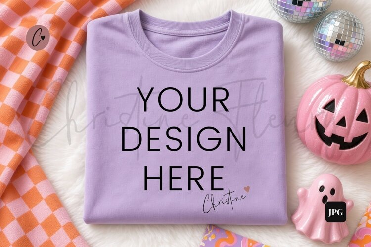 Halloween Purple Sweatshirt Mockup Flatlay example image 1