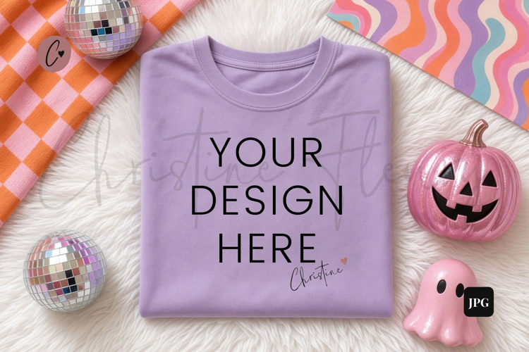 Halloween Purple Sweatshirt Mockup Flatlay