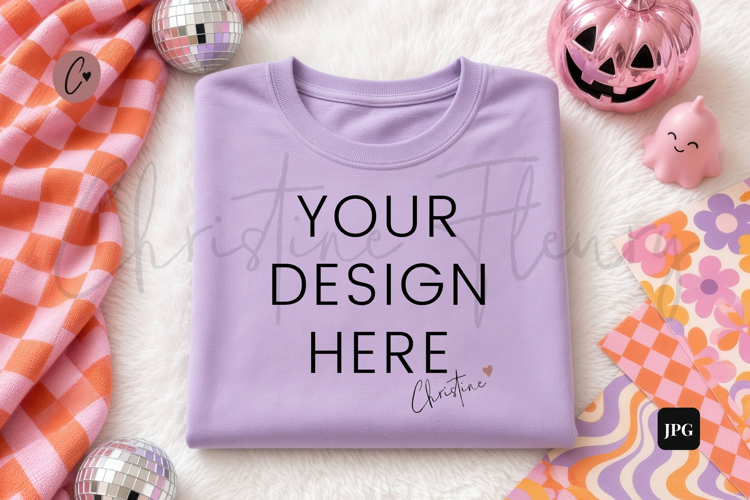 Halloween Purple Sweatshirt Mockup Flatlay