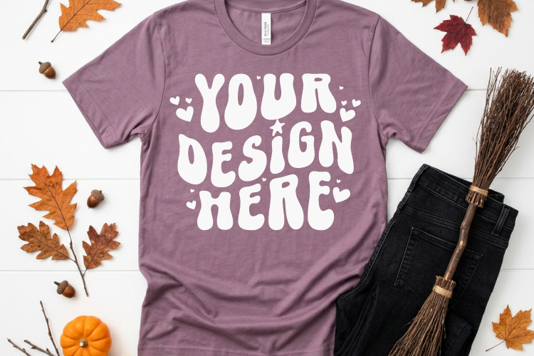 Spooky Halloween T Shirt Mockup | Autumn Apparel Display