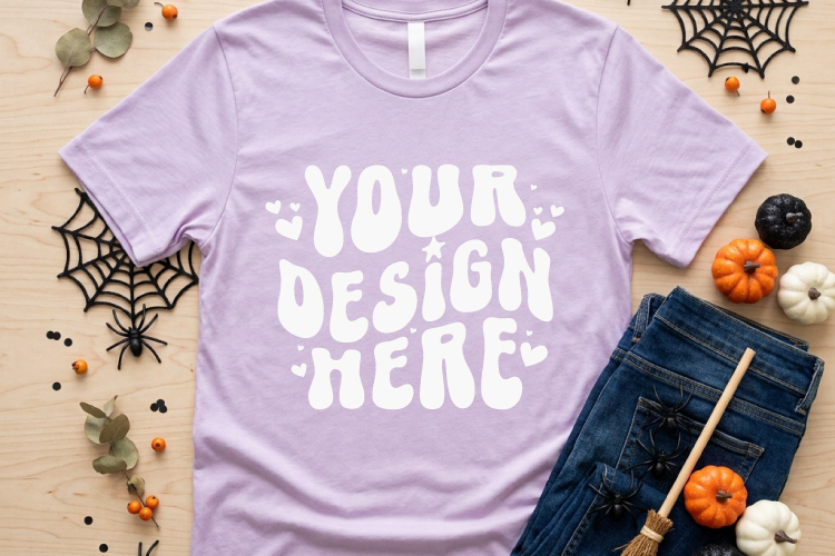 Halloween T Shirt Mockup | White Bella Canvas Styled Tee