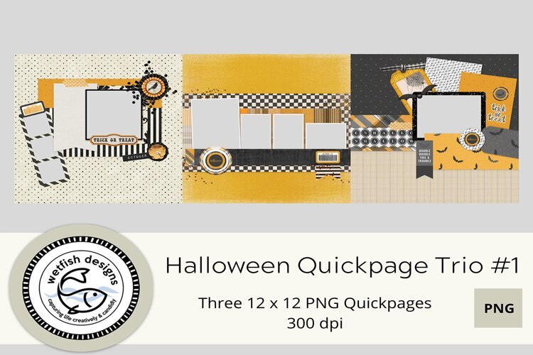 Halloween Quickpage Trio 12x12 PNG 300dpi example image 1