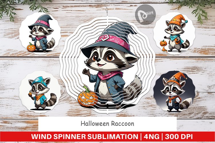 Wind Spinner Halloween Raccoon