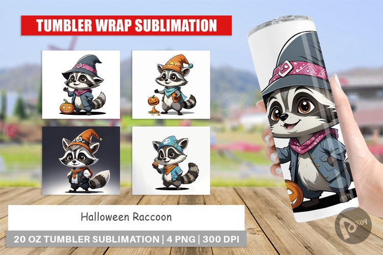 Tumbler Wrap Halloween Raccoon