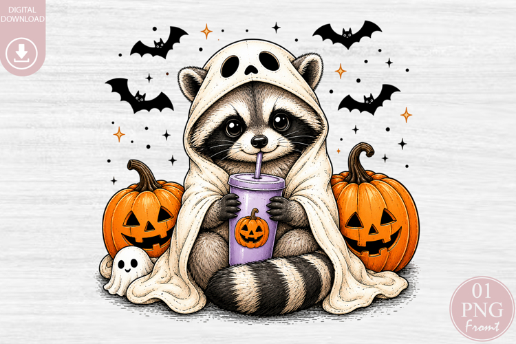 Halloween Raccoon Sublimation PNG