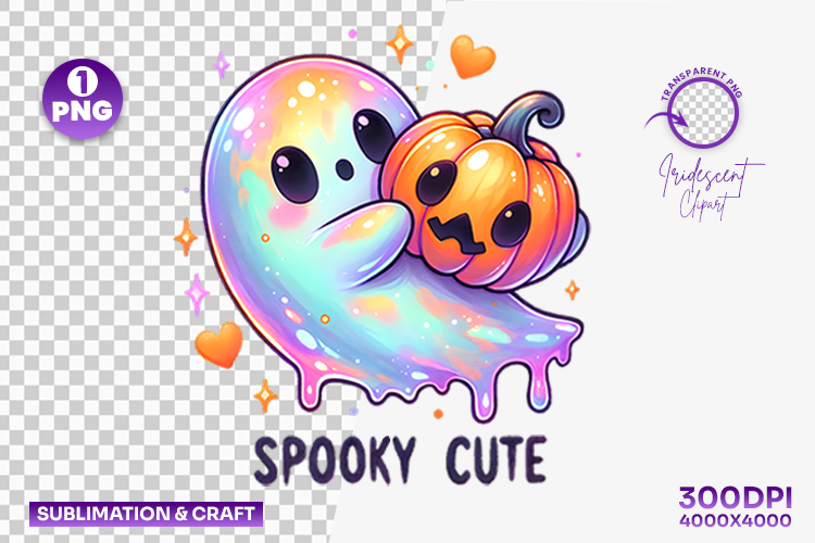 Halloween Rainbow Ghost Drip Clipart PNG Sublimation Design