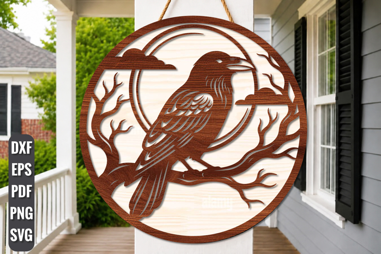 Halloween Raven Moon Sign SVG