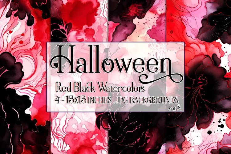 Halloween Backgrounds, 15x15 Red Black Watercolor Background
