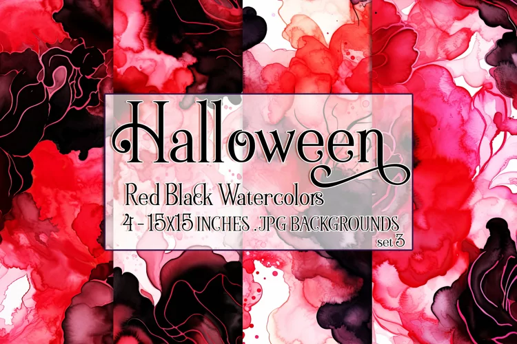 Halloween Backgrounds, 15x15 Red Black Watercolor Background