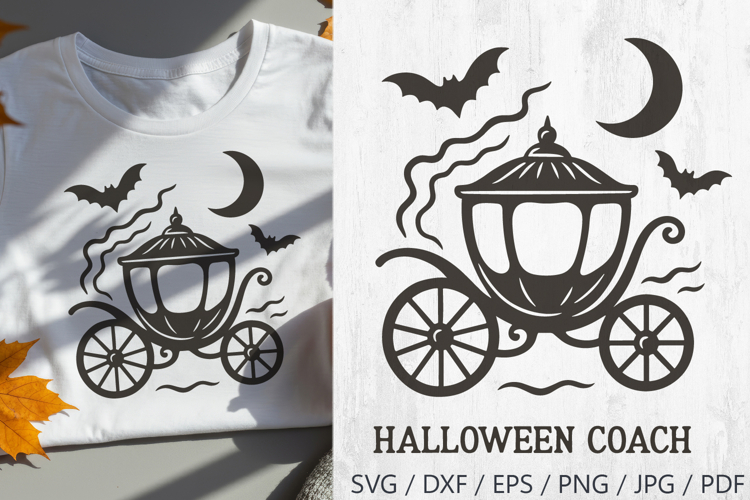 Halloween Retro Carriage SVG | Vintage Haunted Coach PNG