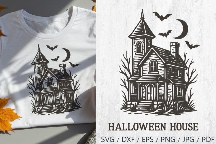 Halloween Retro Haunted House SVG | Spooky Vintage PNG