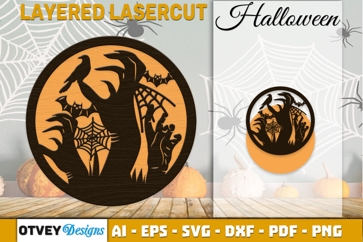 Halloween Round Layered Lasercut