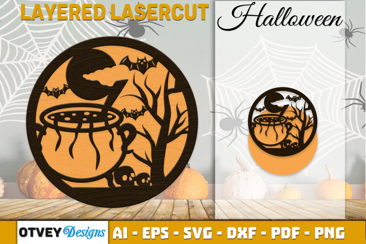Halloween Round Layered Lasercut