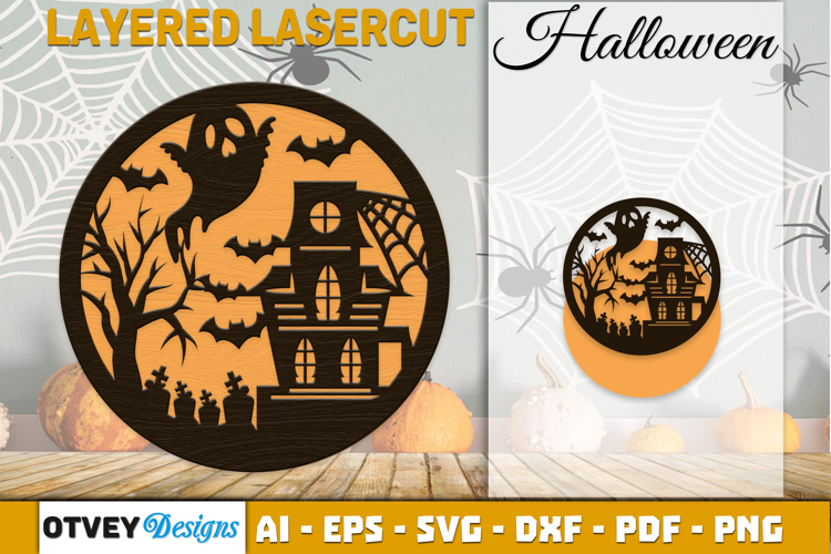 Halloween Round Layered Lasercut