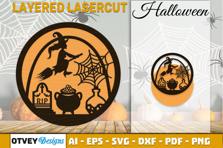 Halloween Round Layered Lasercut