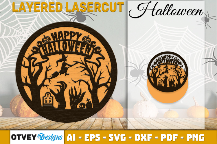 Halloween Round Layered Lasercut