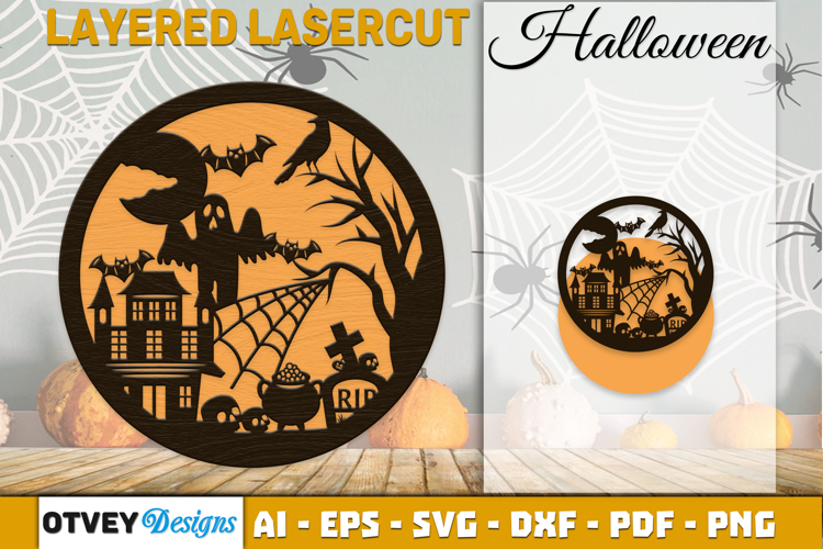 Halloween Round Layered Lasercut