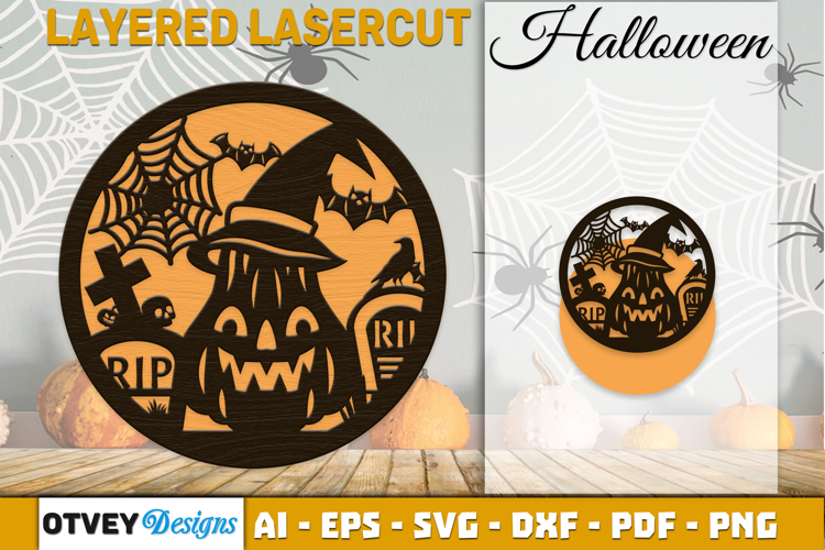 Halloween Round Layered Lasercut