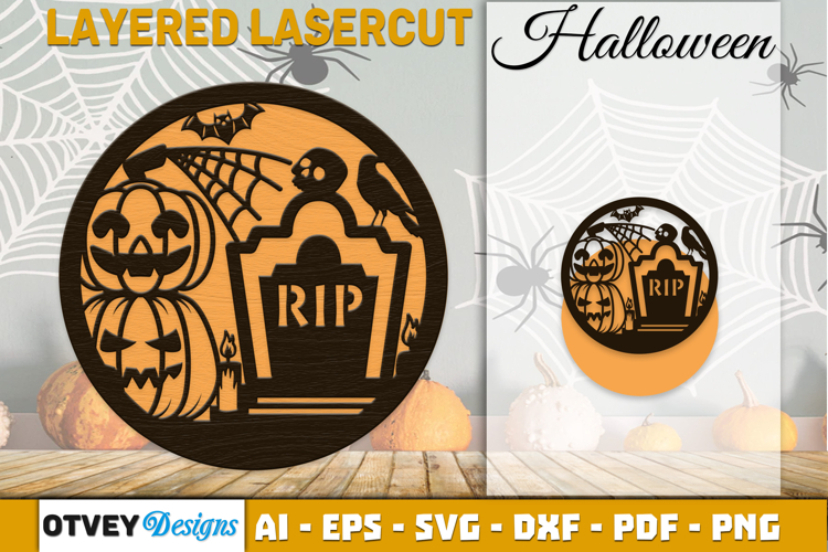 Halloween Round Layered Lasercut
