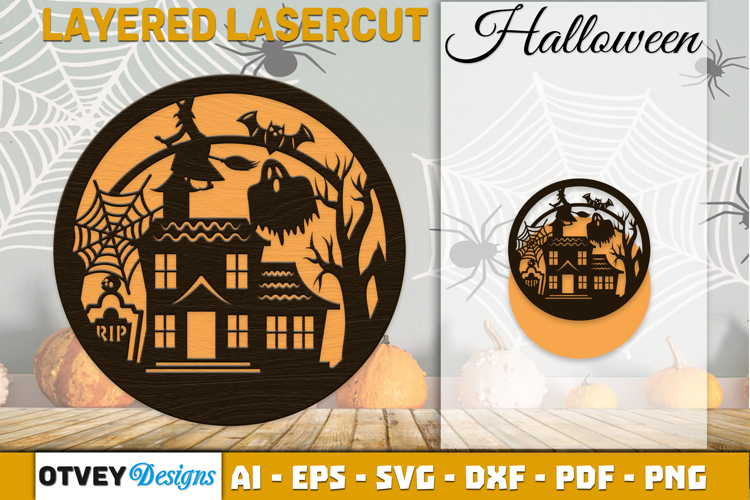 Halloween Round Layered Lasercut