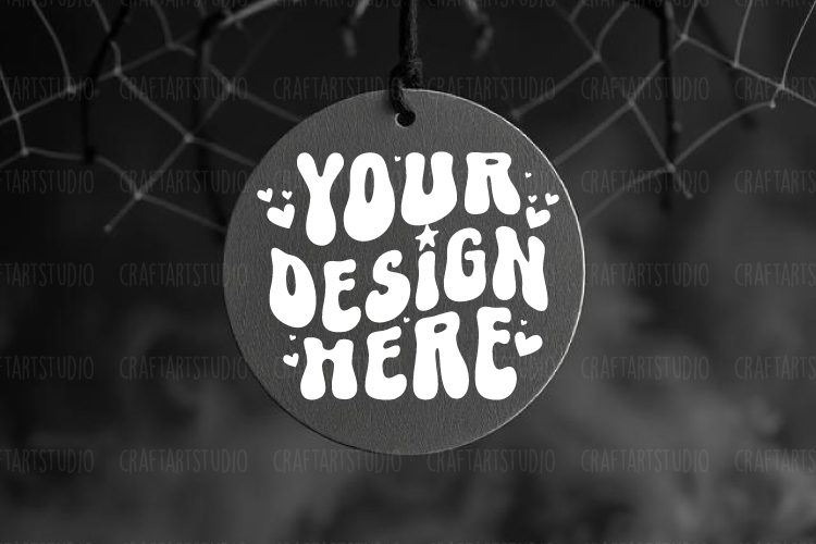 Rustic Halloween Round Sign Mockup Blank Template