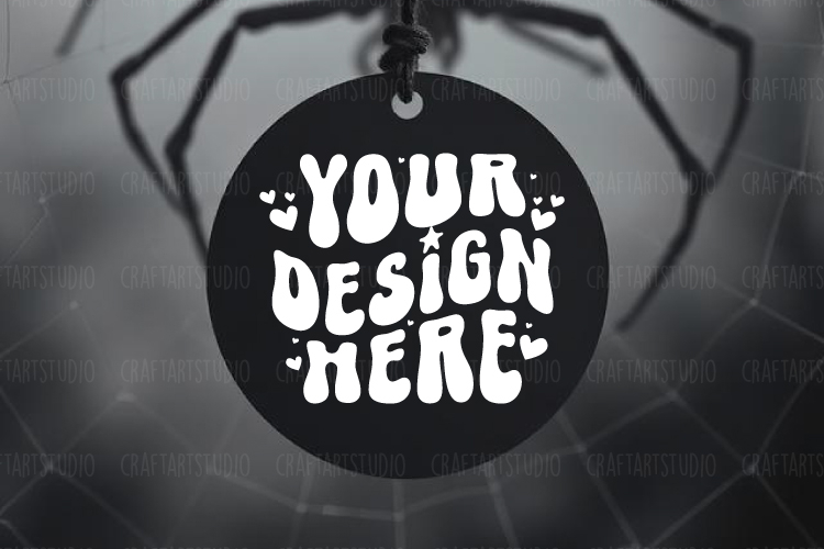 Halloween Door Hanger Round Sign Mockup JPEG