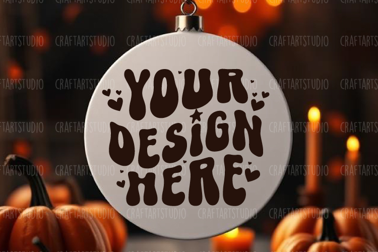 Halloween Round Sign Mockup, Mockup JPG, White Round Sign