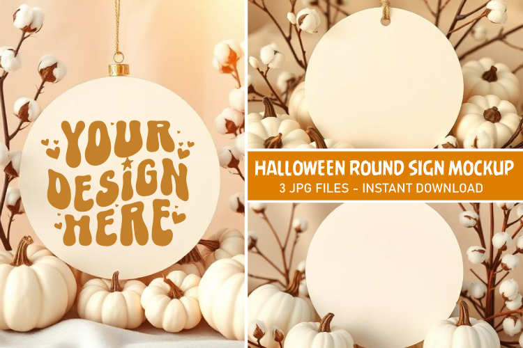 Fall Round Sign Mockup JPG, Round Sign Mockup PNG