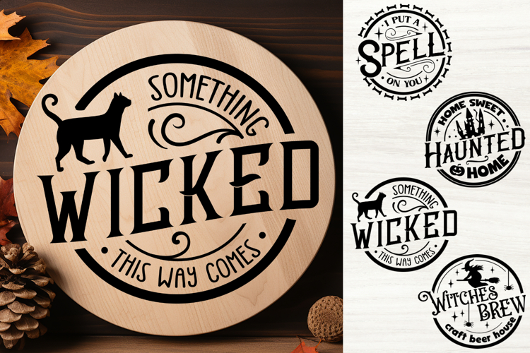 Halloween Round Door Hanger Signs| 4 SVG cut files