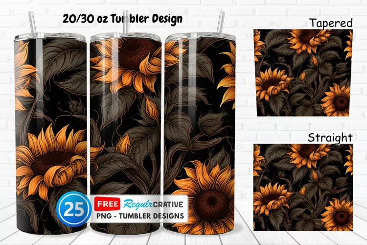 Halloween Rust Sunflowers 20/30oz Tumbler, BONUS 25 Tumbler